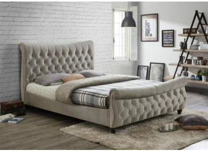 Chesterfield textiel gestoffeerd bed, designer bedden beige, hotel dubbele slaapkamer.   Chesterfield textiel gestoffeerd bed, designer bedden beige, hotel dubbele slaapkamer. 