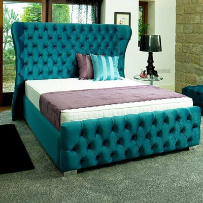 Chesterfield Turquoise Groen Designer Bed Slaapkamer Textiel Lederen Bekleding 180x200 cm -> Chesterfield Turquoise Groen Designer Bed Slaapkamer Textiel Lederen Bekleding 180x200 cm