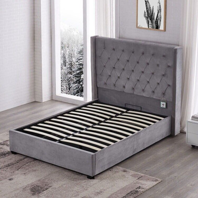 Bed Chesterfield gestoffeerd bed Luxe slaapkamerdesignbedden textiel leer Nieuw