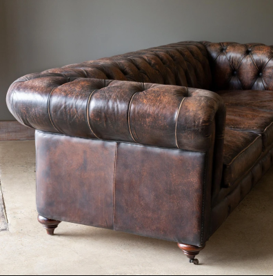 Bruine Chesterfield 3-zits leren bank Engelse stijl meubels