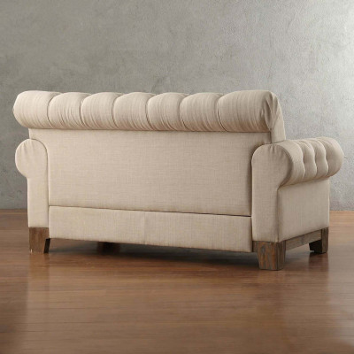 Chesterfield 2-zits klassieke luxueuze natuurlijk houten frame bankstel textiel lederen bank.