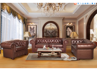 Chesterfield Bank Bankstel 2+1 zits Leren Bank Bankstel Bankstellen 2+1.