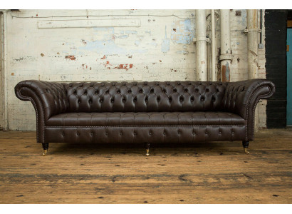 Bruine Chesterfield bank gestoffeerde 4-zitter designer woonkamer bankstellen