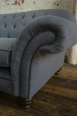 Bank 4-zits bank Chesterfield ontwerp zitgroep leer textiel bekleding nieuw