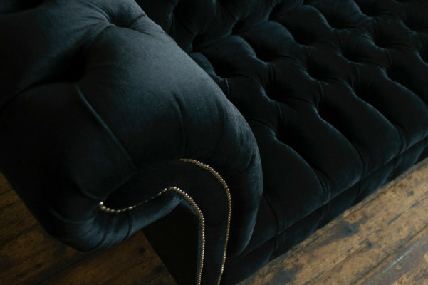 Chesterfield driezitsbank gestoffeerde designbank 3-zitsbank kamer zwart