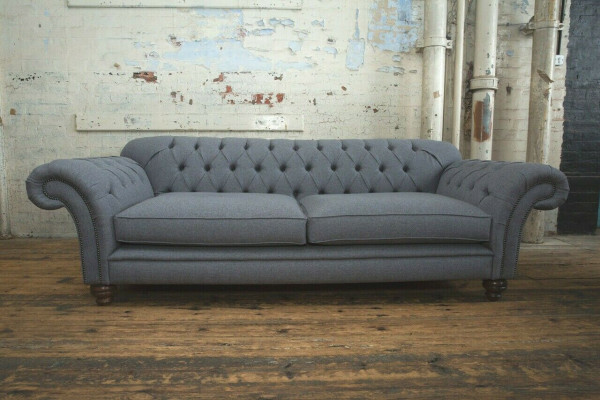 Moderne bank Chesterfield bank 4-zits banken fluweel leer ontwerp grijs