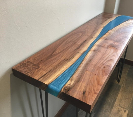 Console tafel Sideboard Echt hout Ontwerp tafel Epoxyhars Waterval Rivier