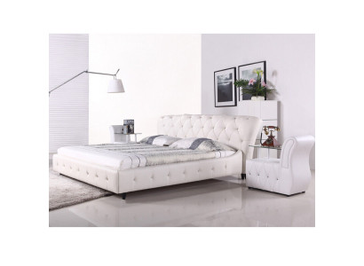 Wit gestoffeerd designer Chesterfield bed slaapkamer textiel meubels