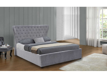 Grijze Chesterfield tweepersoonsbed luxueuze bedden ontwerper slaapkamerbed