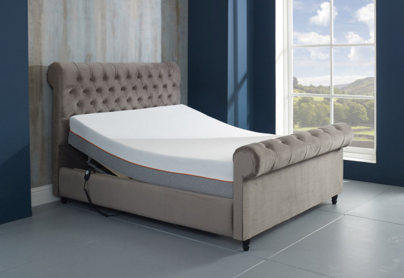Ontwerper Chesterfield Taupes Luxe Tweepersoonsbed Gestoffeerd Frame