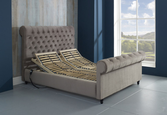 Ontwerper Chesterfield Taupes Luxe Tweepersoonsbed Gestoffeerd Frame