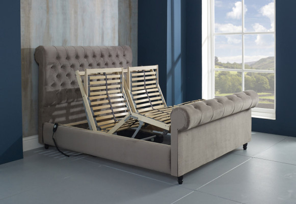 Ontwerper Chesterfield Taupes Luxe Tweepersoonsbed Gestoffeerd Frame