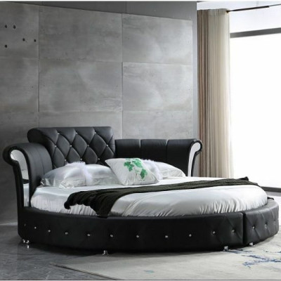 Luxueus Chesterfield bed ontwerp Ronde bekleding Klassiek rond bed Leer Fluweel