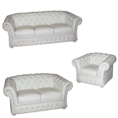 Witte Chesterfield Bankstel 3+2+1 ZITS Designer Bankstel Set