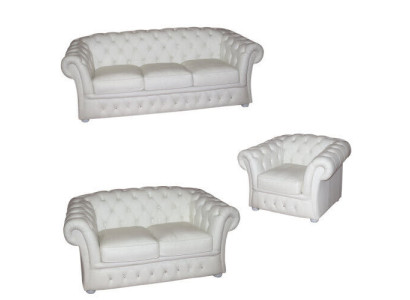 Witte Chesterfield Bankstel 3+2+1 ZITS Designer Bankstel Set