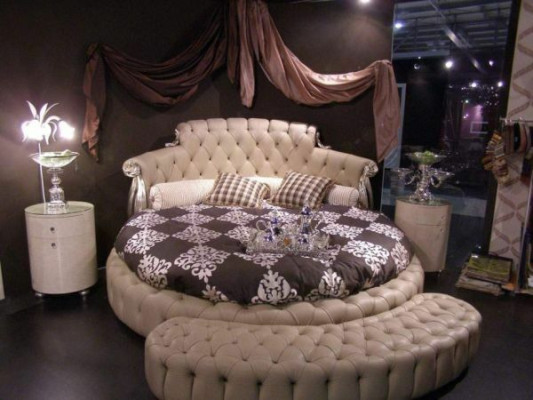 Rond bed Rond design bedden Lederen dubbel Hotel Luxe frame
