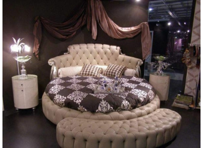 Rond bed Rond design bedden Lederen dubbel Hotel Luxe frame