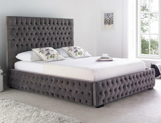Grijze Chesterfield Tweepersoonsbed Hotel en Slaapkamer Bedden