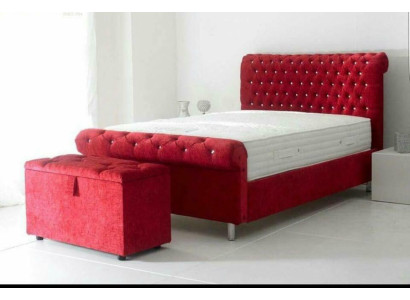 Chesterfield Hotel dubbel lederen bed slaapkamer bekleding luxe bedden 200x200cm