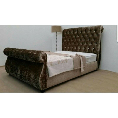 Chesterfield Design Bed Slaapkamer Textiel Fluweel Lederen Bekleding Hotelbedden Nieuw