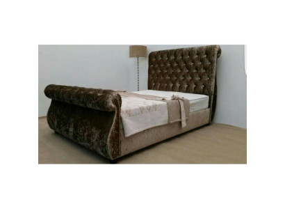 Chesterfield Design Bed Slaapkamer Textiel Fluweel Lederen Bekleding Hotelbedden Nieuw