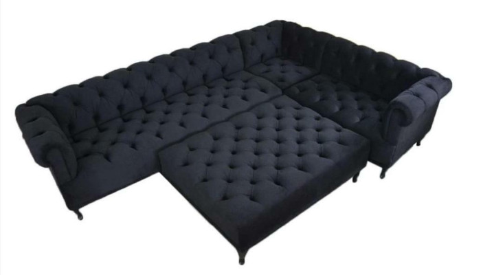 Hoekbank Chesterfield Design Bank Bekleding Hoekbank + Voetenbank Hoekbank