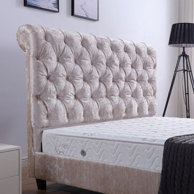 Modern beige Chesterfield bed ontwerper tweepersoonsbed luxe meubels