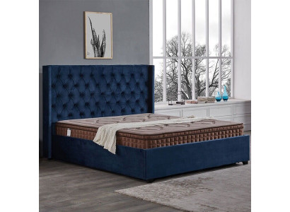 Koninklijk blauwe slaapkamer bed gestoffeerde tweepersoonsbedden Chesterfield ontwerp