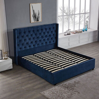 Koninklijk blauwe slaapkamer bed gestoffeerde tweepersoonsbedden Chesterfield ontwerp