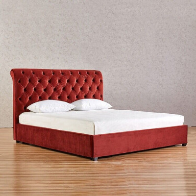 Koninklijk rood slaapkamer Chesterfield tweepersoons bed gestoffeerde bedden luxe ontwerp