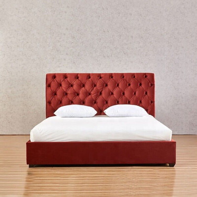 Koninklijk rood slaapkamer Chesterfield tweepersoons bed gestoffeerde bedden luxe ontwerp