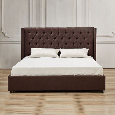 Slaapkamer bed 200x200cm gestoffeerde bedden Chesterfield textiel stof