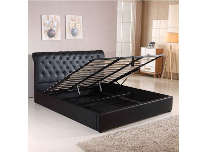 Zwart luxe Chesterfield designer tweepersoonsbed gestoffeerd bed