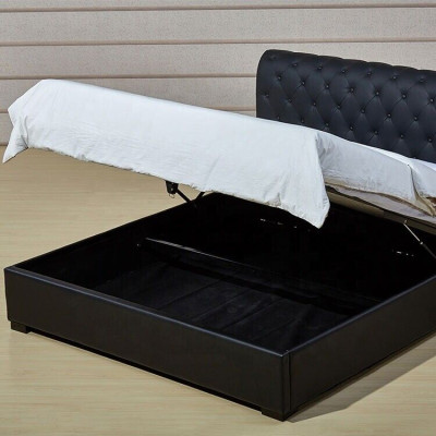 Zwart luxe Chesterfield designer tweepersoonsbed gestoffeerd bed