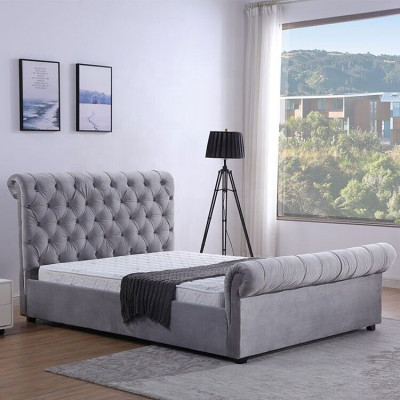 Ontwerp Chesterfield bed textiel gestoffeerd leer hotelbedden slaapkamer nieuw fluweel