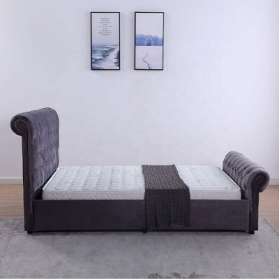 Ontwerp Chesterfield Bed Textiel Lederen Hotelbedden Slaapkamer Nieuw Fluweel Bekleding