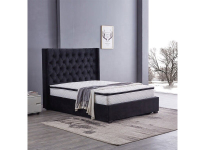Moderne zwarte Chesterfield luxe bed textiel tweepersoonsbedden
