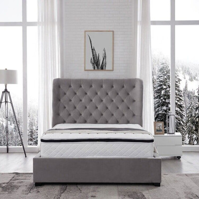 Luxe grijs designer tweepersoonsbed gestoffeerde bedden