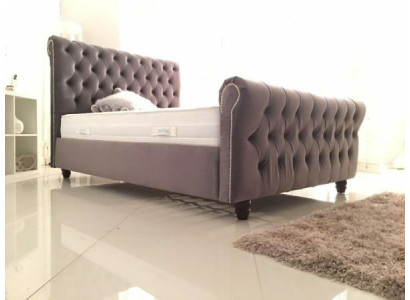 Chesterfield Bed Design Slaapkamer Engels Bed 200x200cm Textiel Bekleding