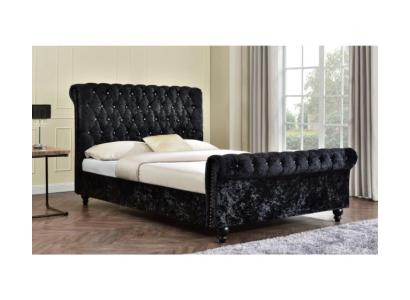 Zwart bed Chesterfield gestoffeerde bedden slaapkamer XXL Big 140x200