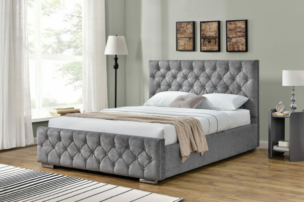 Chesterfield bed ontwerp slaapkamer Engelse bedden 160x200cm textiel bekleding