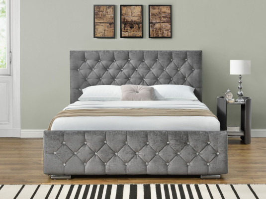 Chesterfield bed ontwerp slaapkamer Engelse bedden 160x200cm textiel bekleding