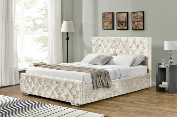 Wit textiel Chesterfield bed slaapkamer tweepersoonsbedden Modern bed