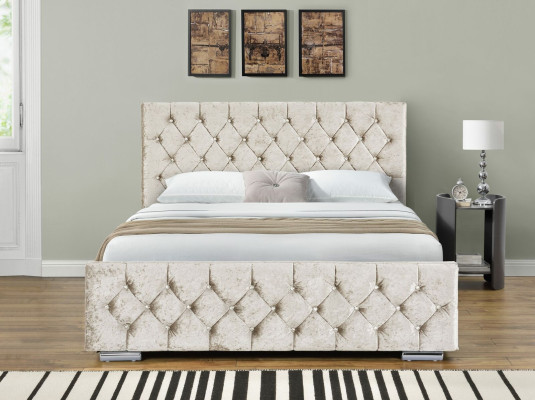Wit textiel Chesterfield bed slaapkamer tweepersoonsbedden Modern bed