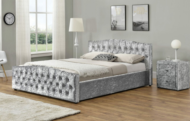 Modern grijs Chesterfield luxe tweepersoonsbed designer slaapkamerbedden