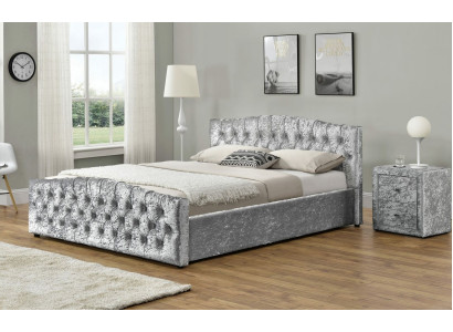 Modern grijs Chesterfield luxe tweepersoonsbed designer slaapkamerbedden