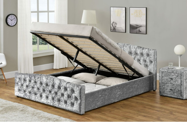 Modern grijs Chesterfield luxe tweepersoonsbed designer slaapkamerbedden