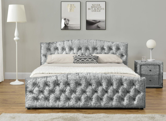 Modern grijs Chesterfield luxe tweepersoonsbed designer slaapkamerbedden