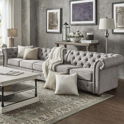 Chesterfield woonkamer gestoffeerde meubels bank bank vijfzitter textiel  Chesterfield woonkamer gestoffeerde meubels bank bank vijfzitter textiel