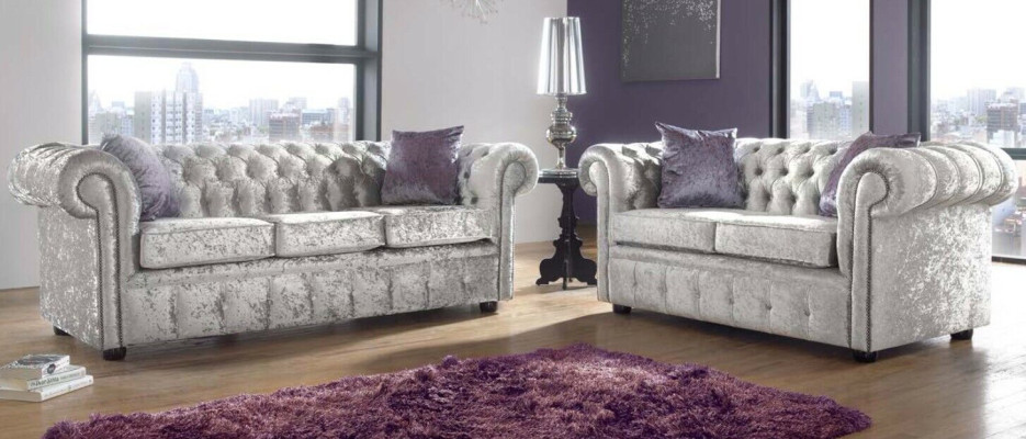Bankstel Chesterfield 3+2-zitter Klassieke barok rococo bank Textiel leer